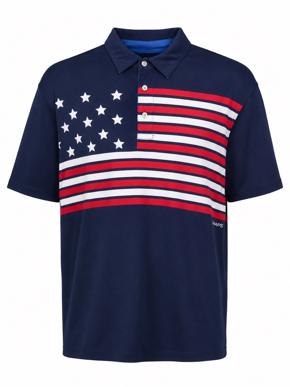 Chaps Golf Polo Shirt Mens Medium USA Flag Patriotic Navy Red 4th of July